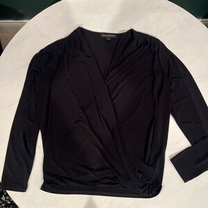 Banana Republic Faux Wrap Black Top
